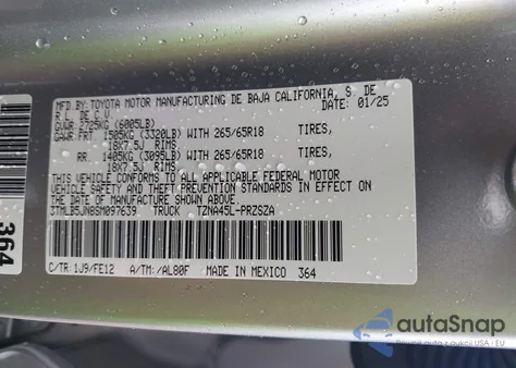 2025 Toyota Tacoma Trd Sport 4Wd z USA, uszkodzony, nr VIN 3TMLB5JN8SM097639